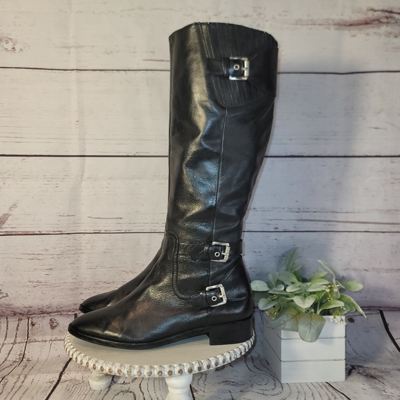 Michael Kors Alicia Women's Tall Leather Harness Buckle Riding Boot Size 8M - Picture 4 of 16
